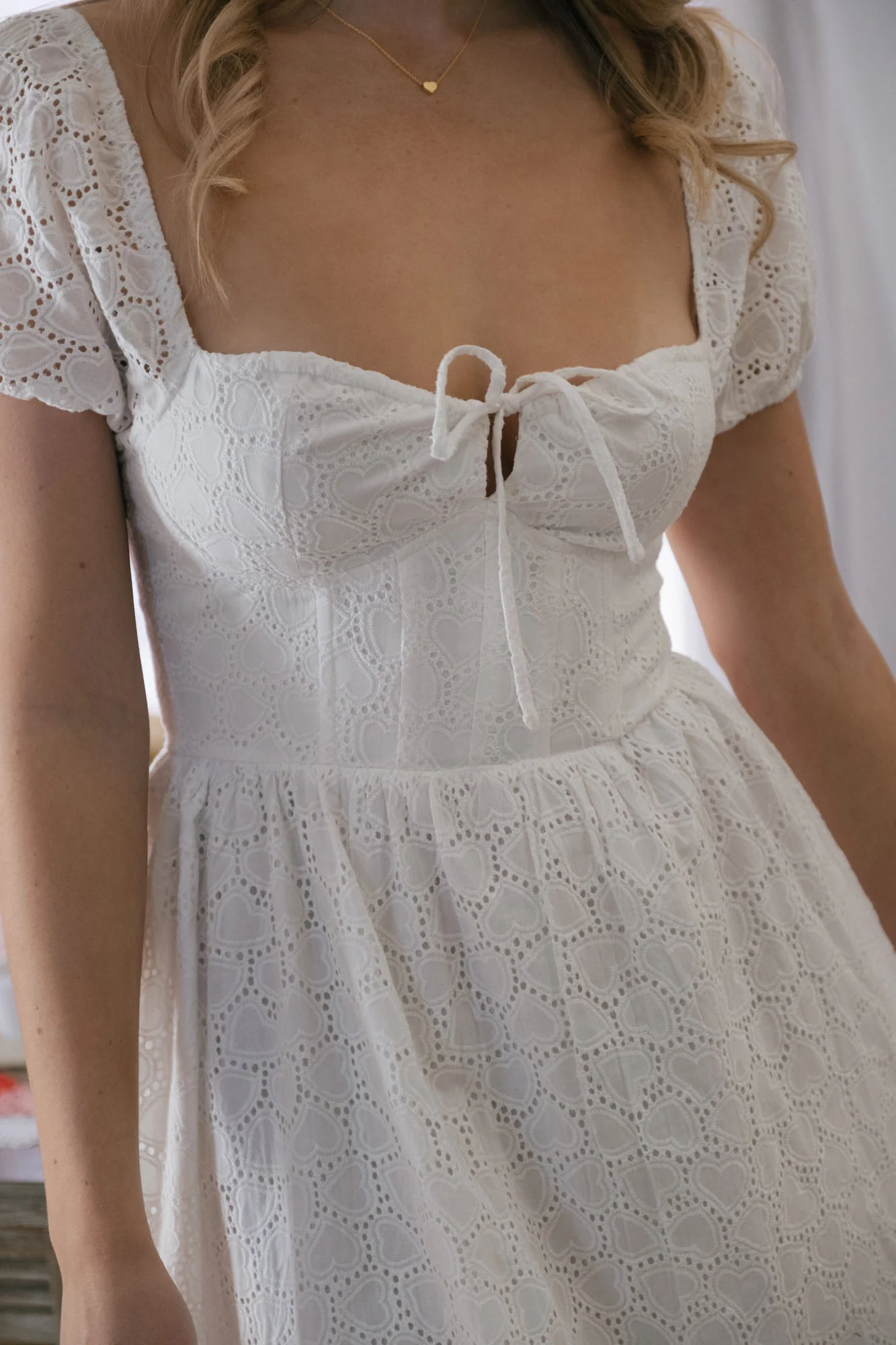 Charming Sweetheart Eyelet Dress