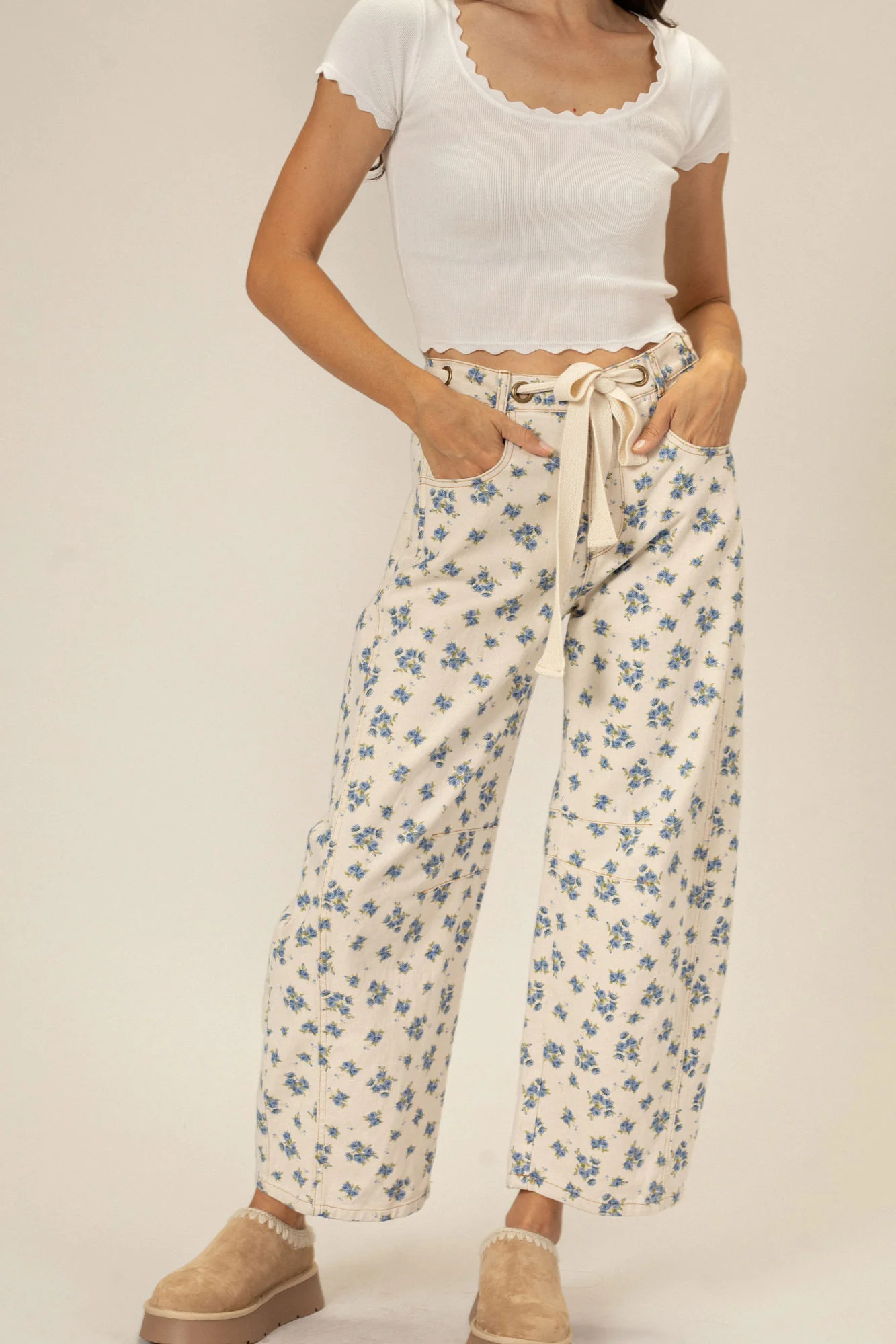 Floral Barrel Pants
