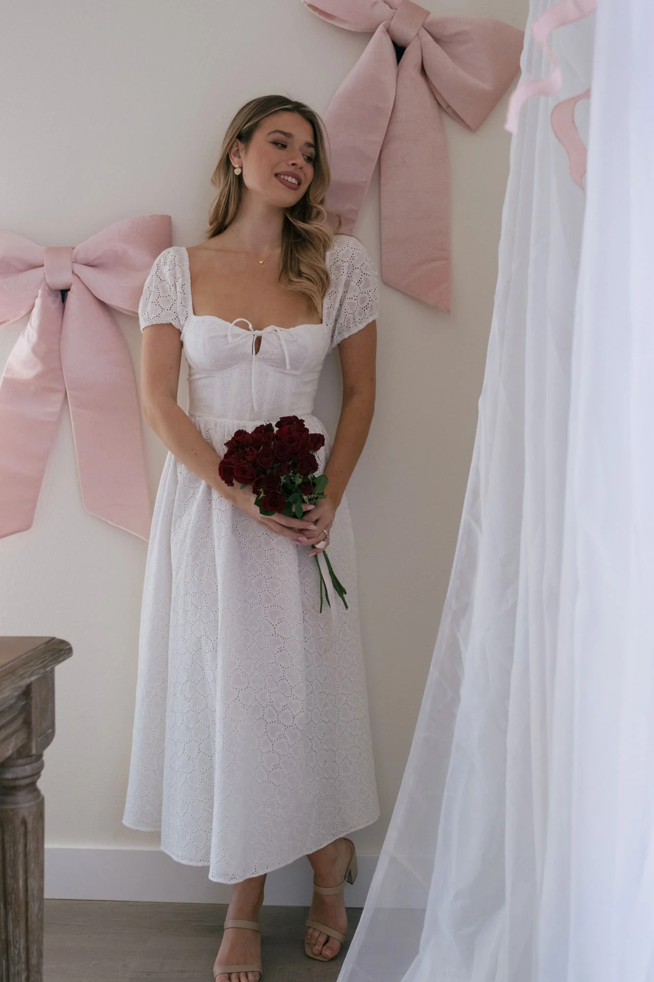 Charming Sweetheart Eyelet Dress