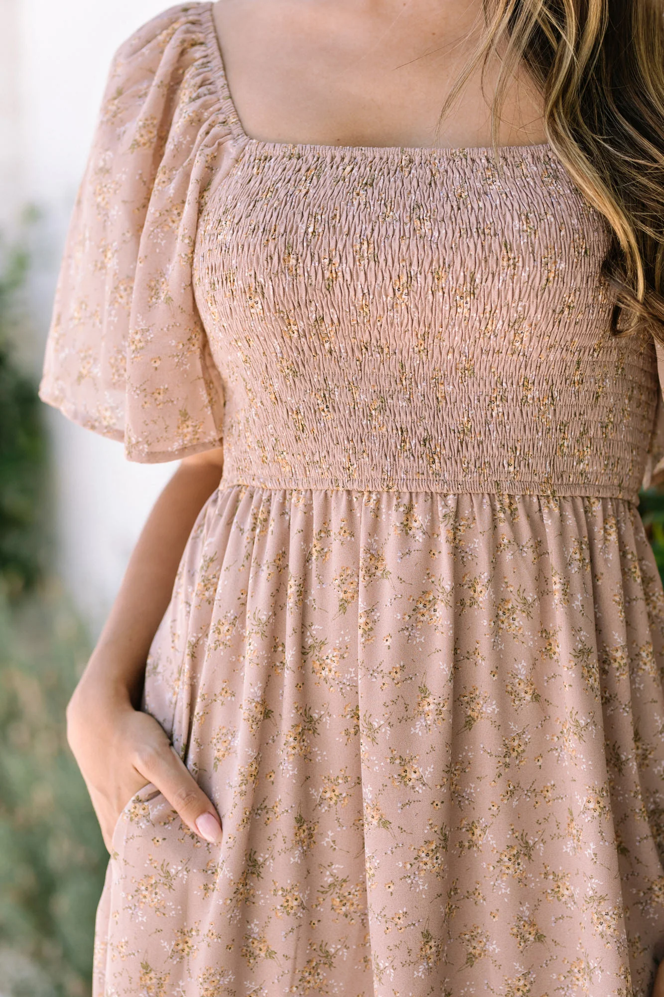 Smocked Midi Dress