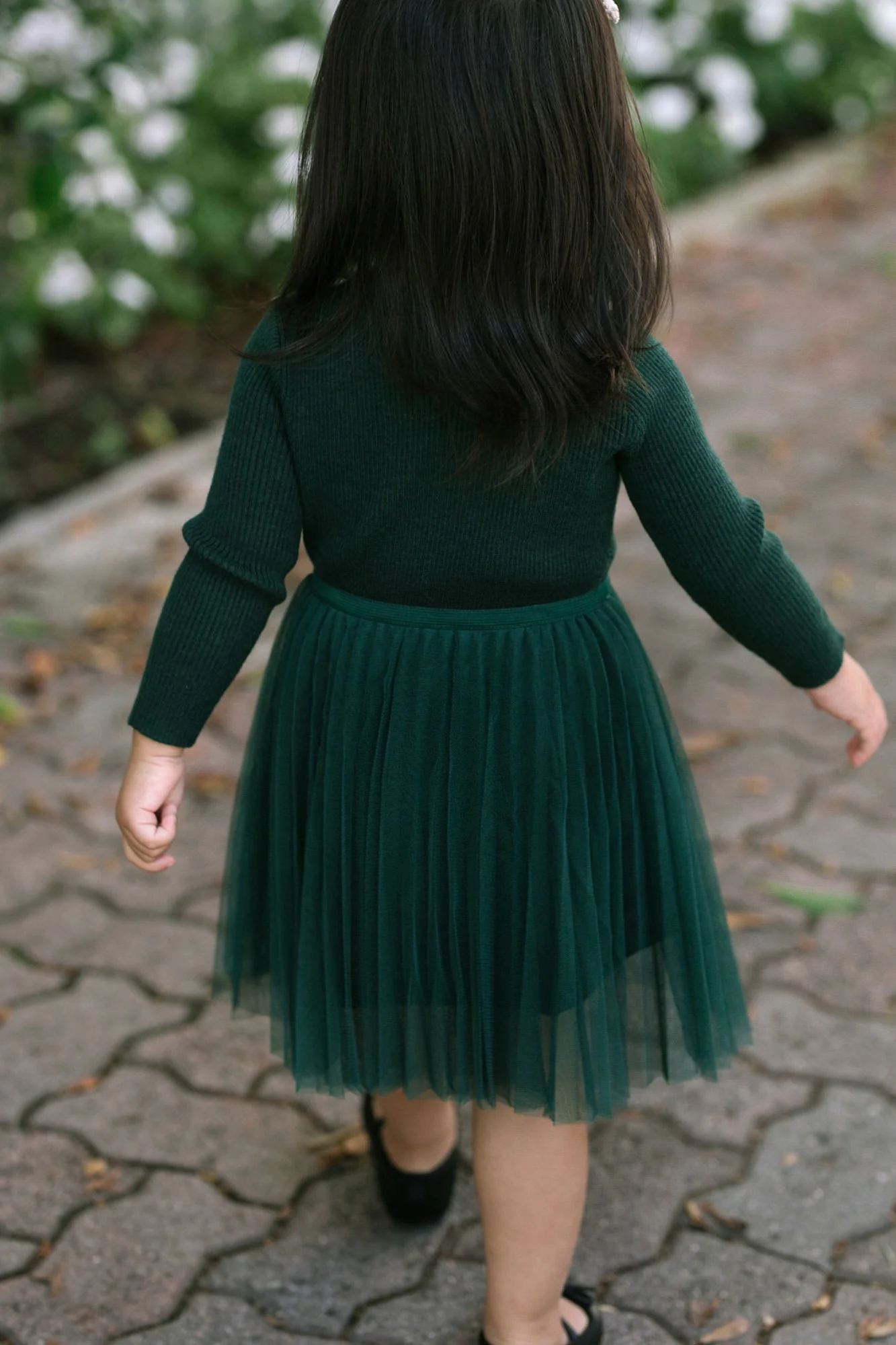 Girls Ribbed Tulle Dress
