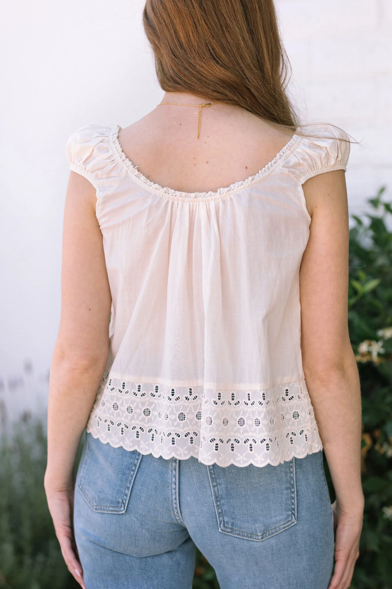 Eyelet Trim Blouse