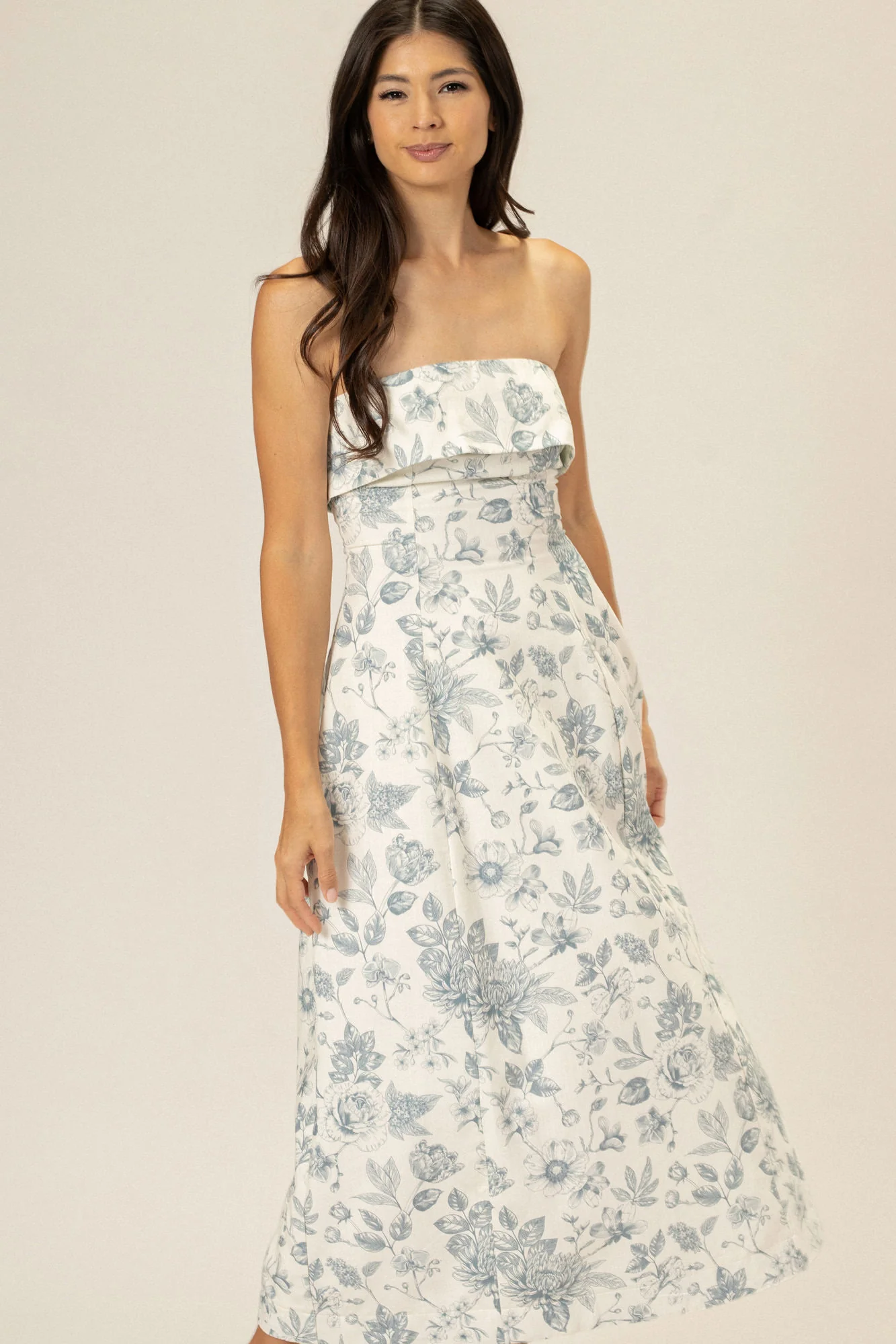 Strapless Floral Dress