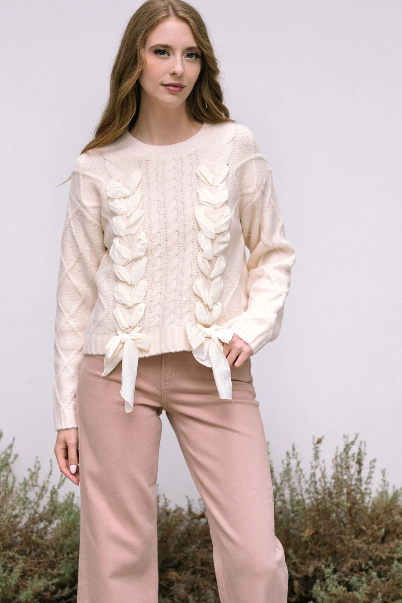 Cable Knit Bow Sweater