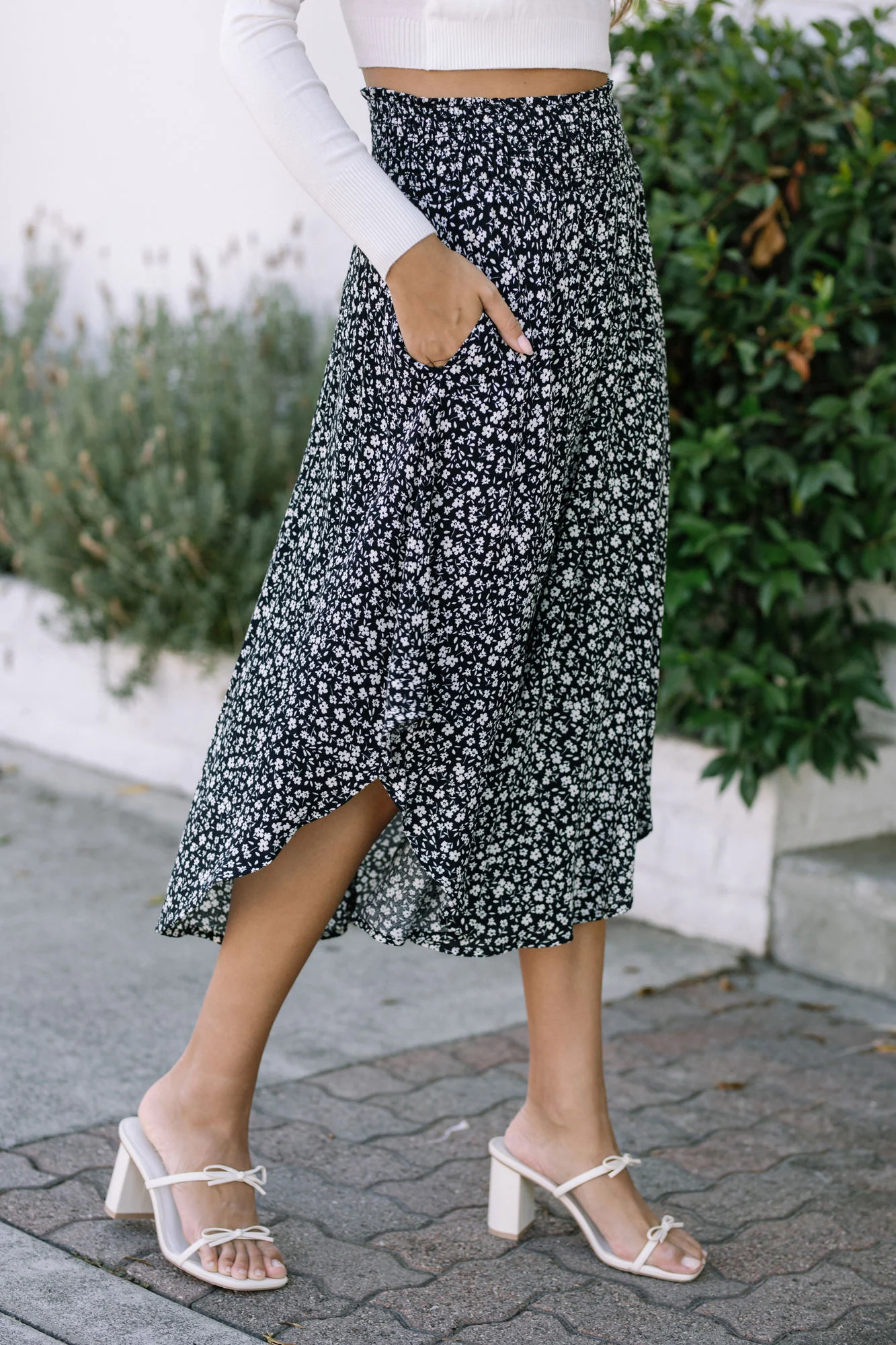 Floral Round Hem Skirt