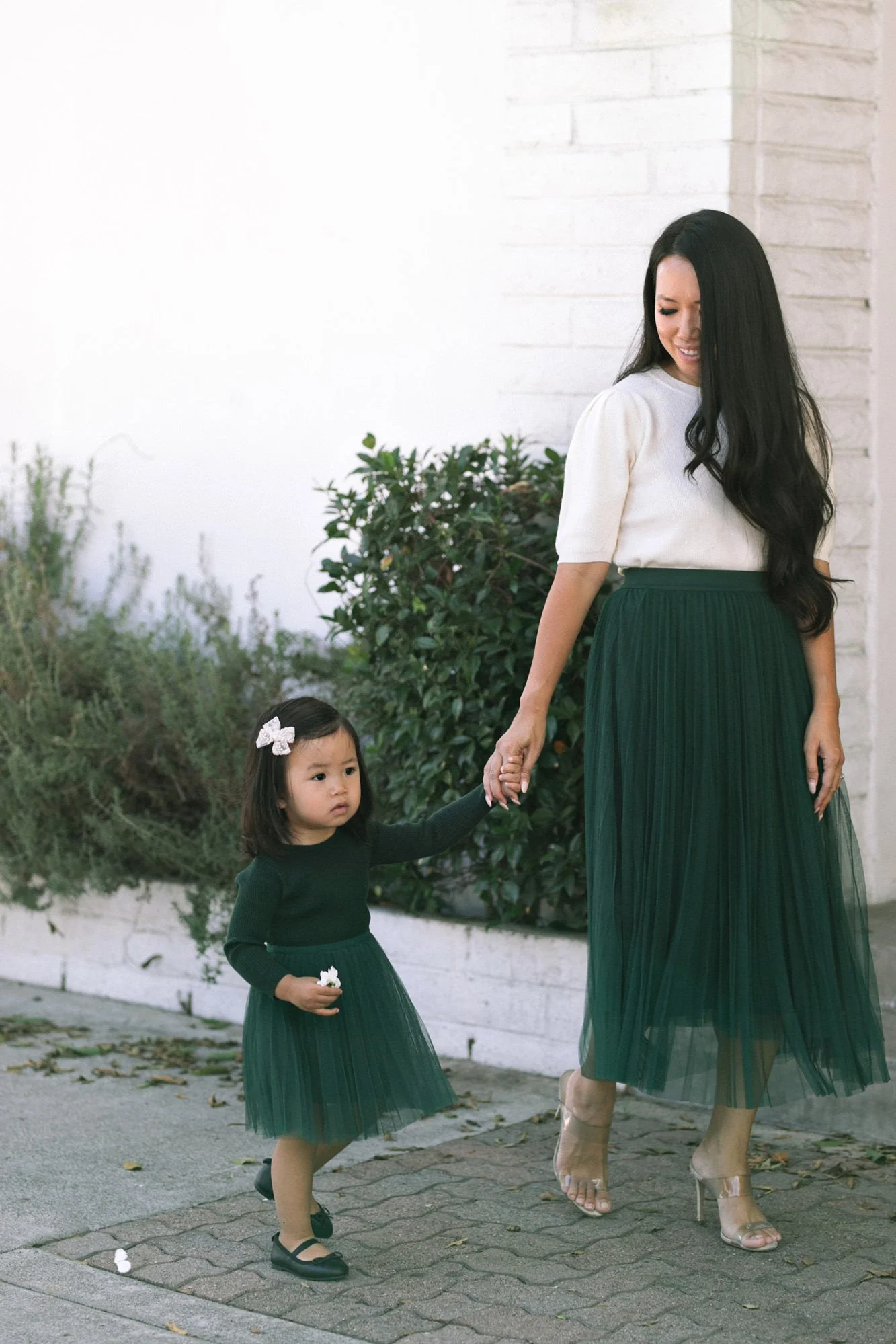 Pleated Tulle Midi Skirt
