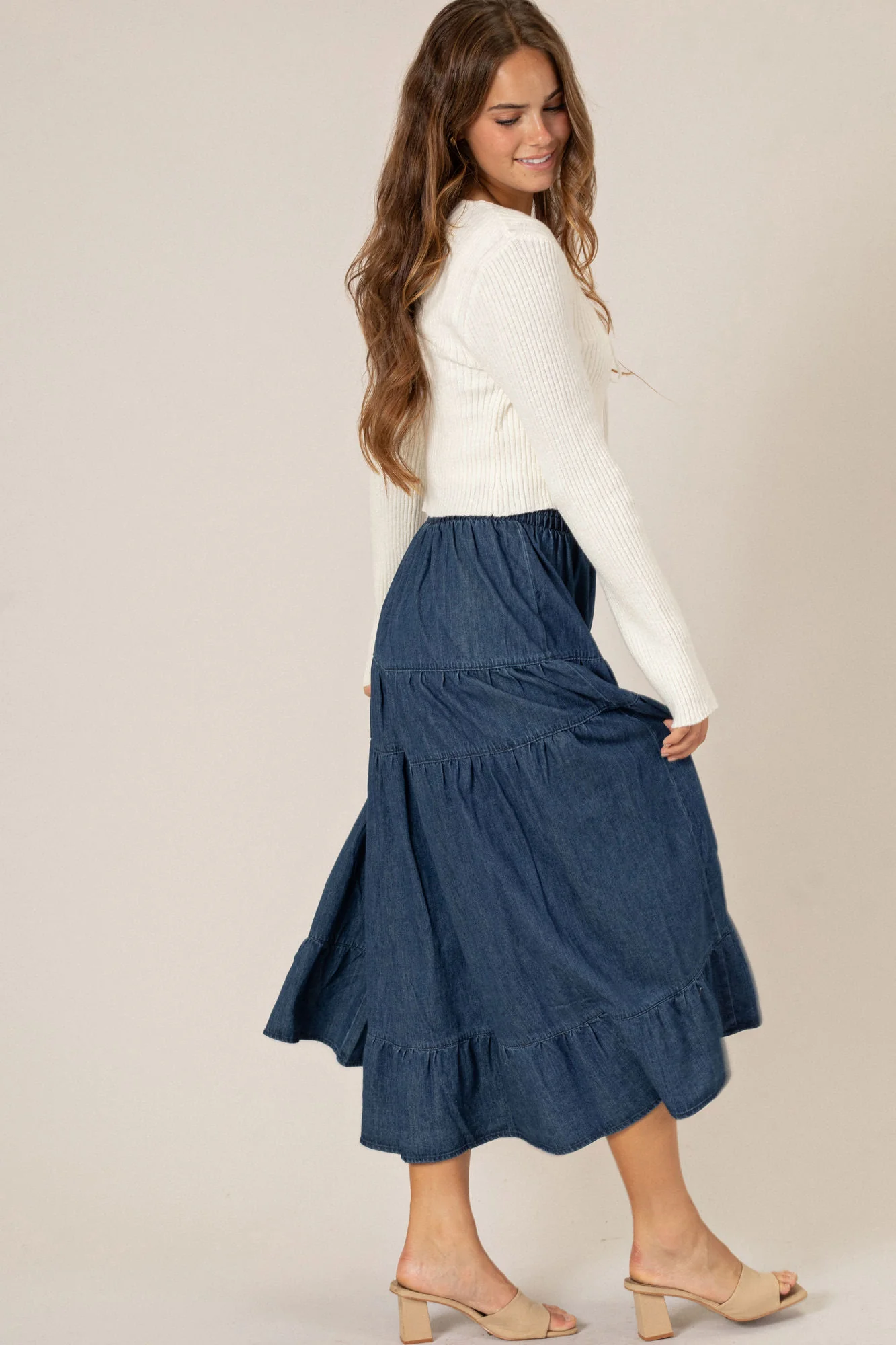 Rachel Denim Midi Skirt