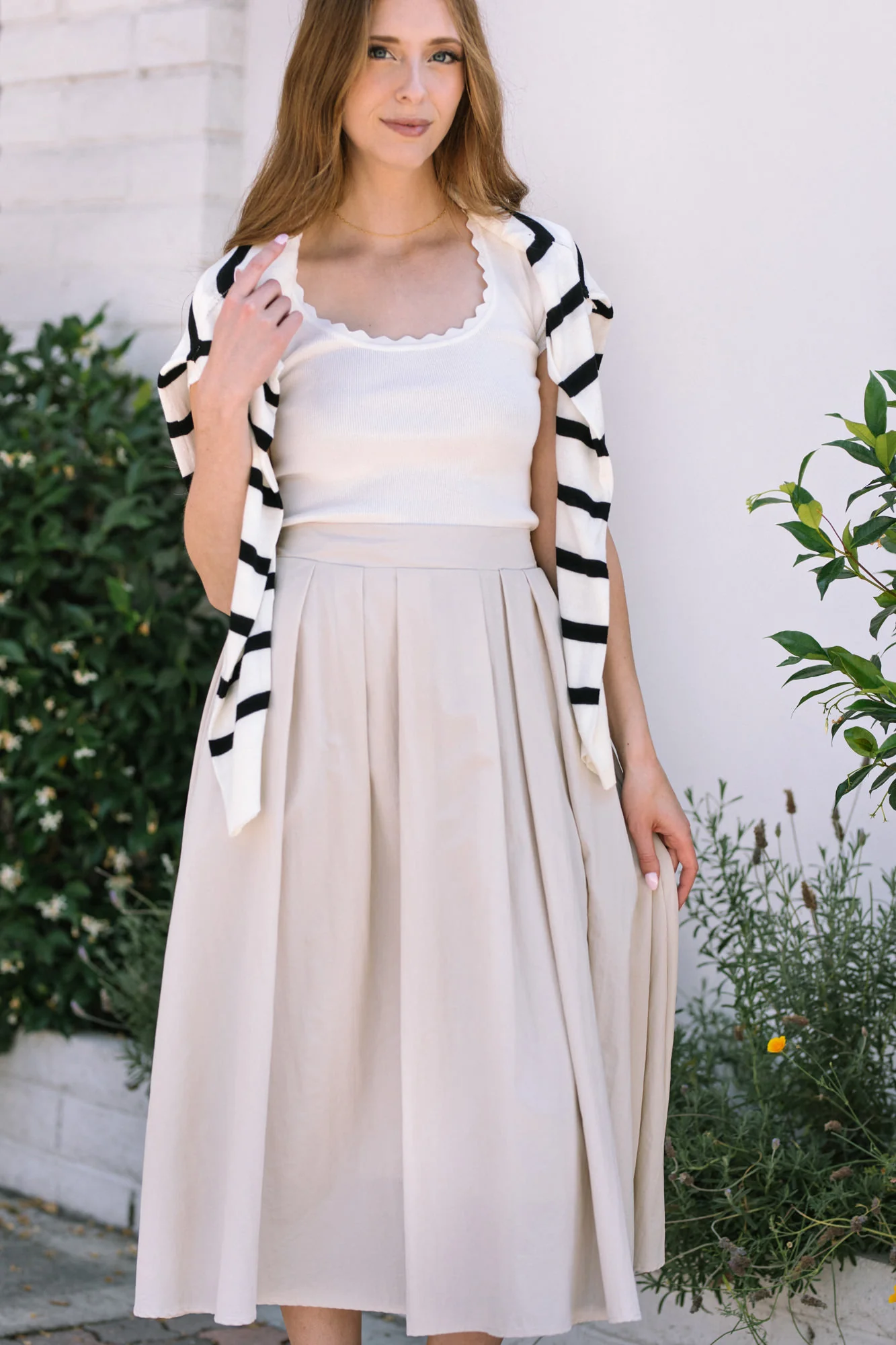 Pleated Midi Skirt