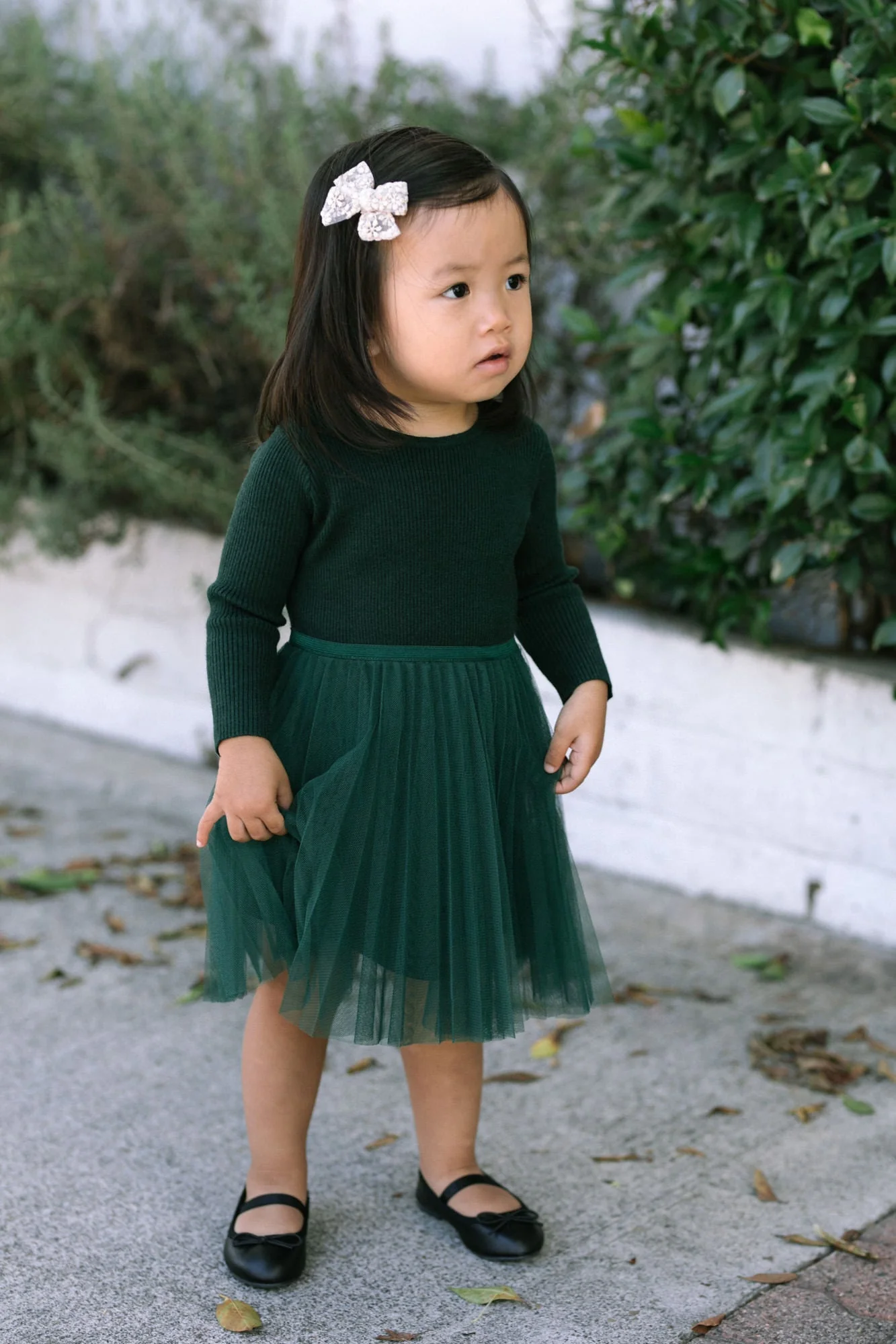 Girls Ribbed Tulle Dress
