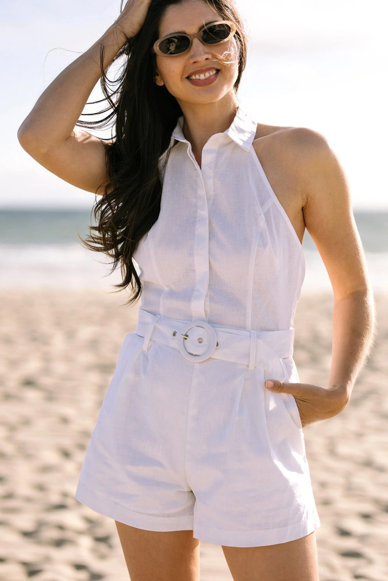 Belted Halter Romper