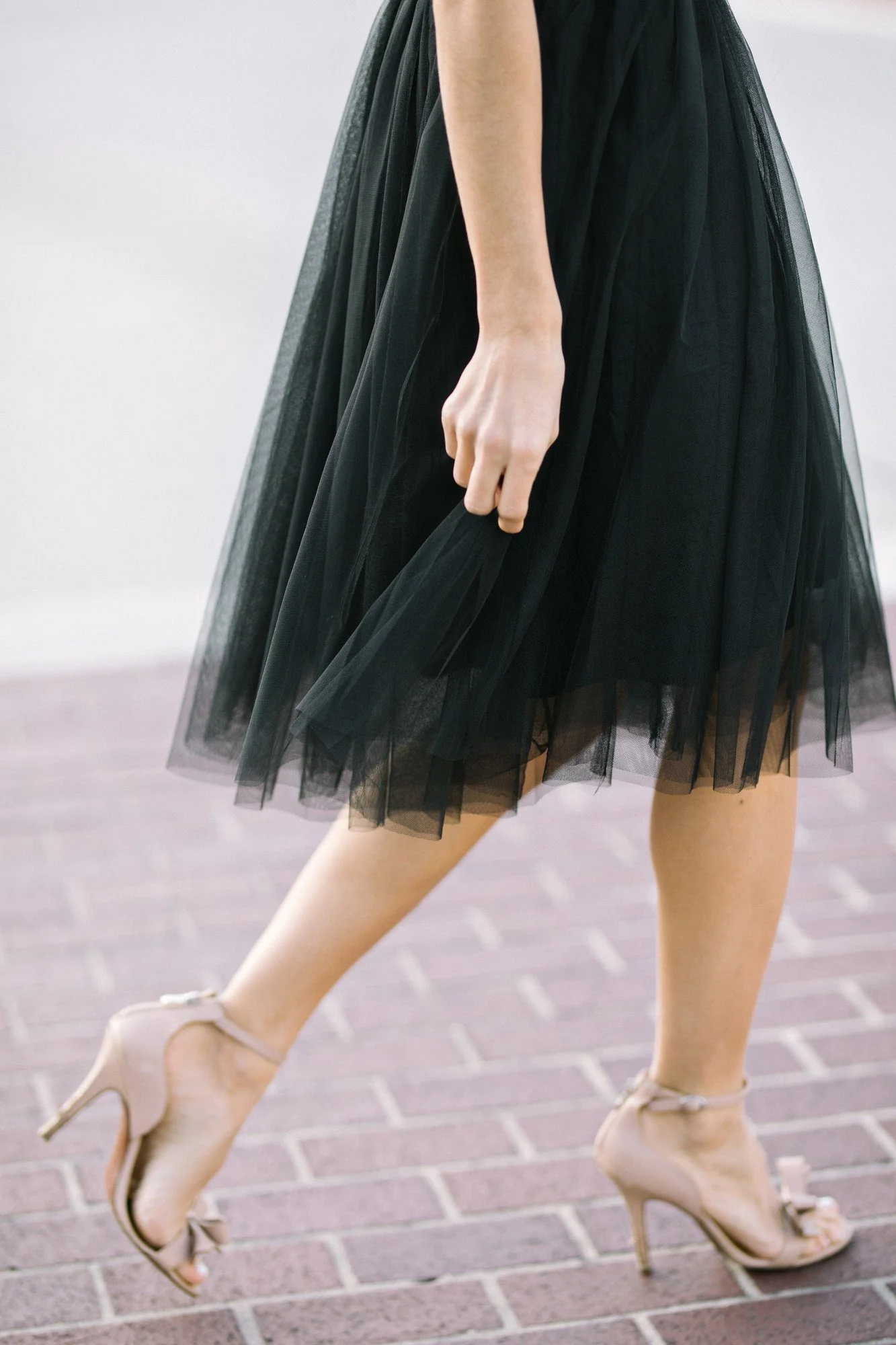 Grey Tulle Midi Skirt
