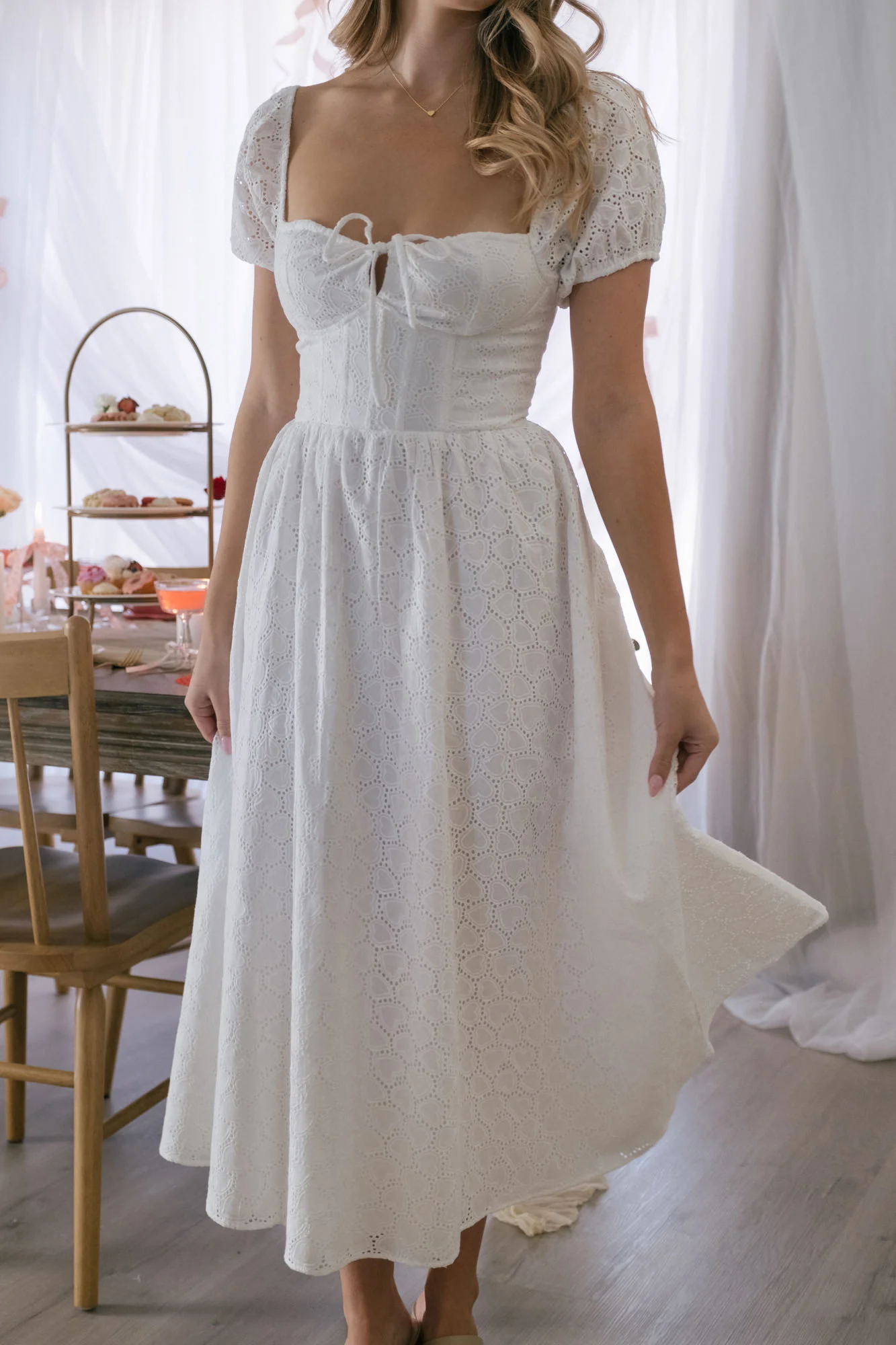 Charming Sweetheart Eyelet Dress