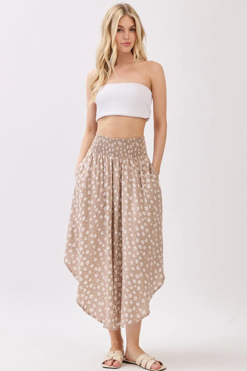 Floral Round Hem Skirt