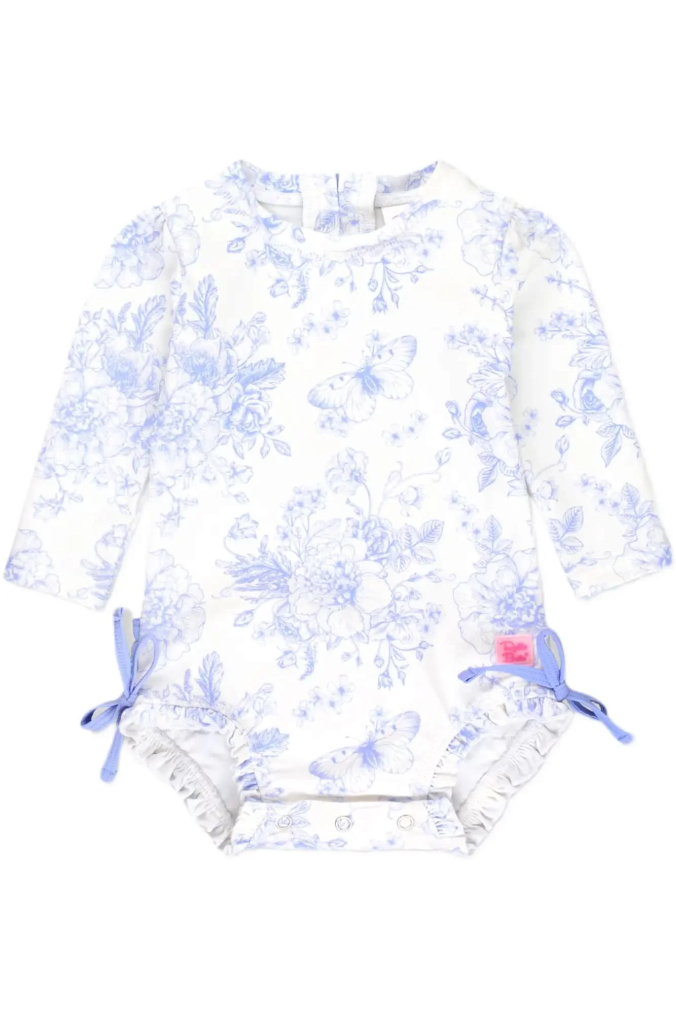 Baby Butterfly Garden Toile Long Sleeve One Piece