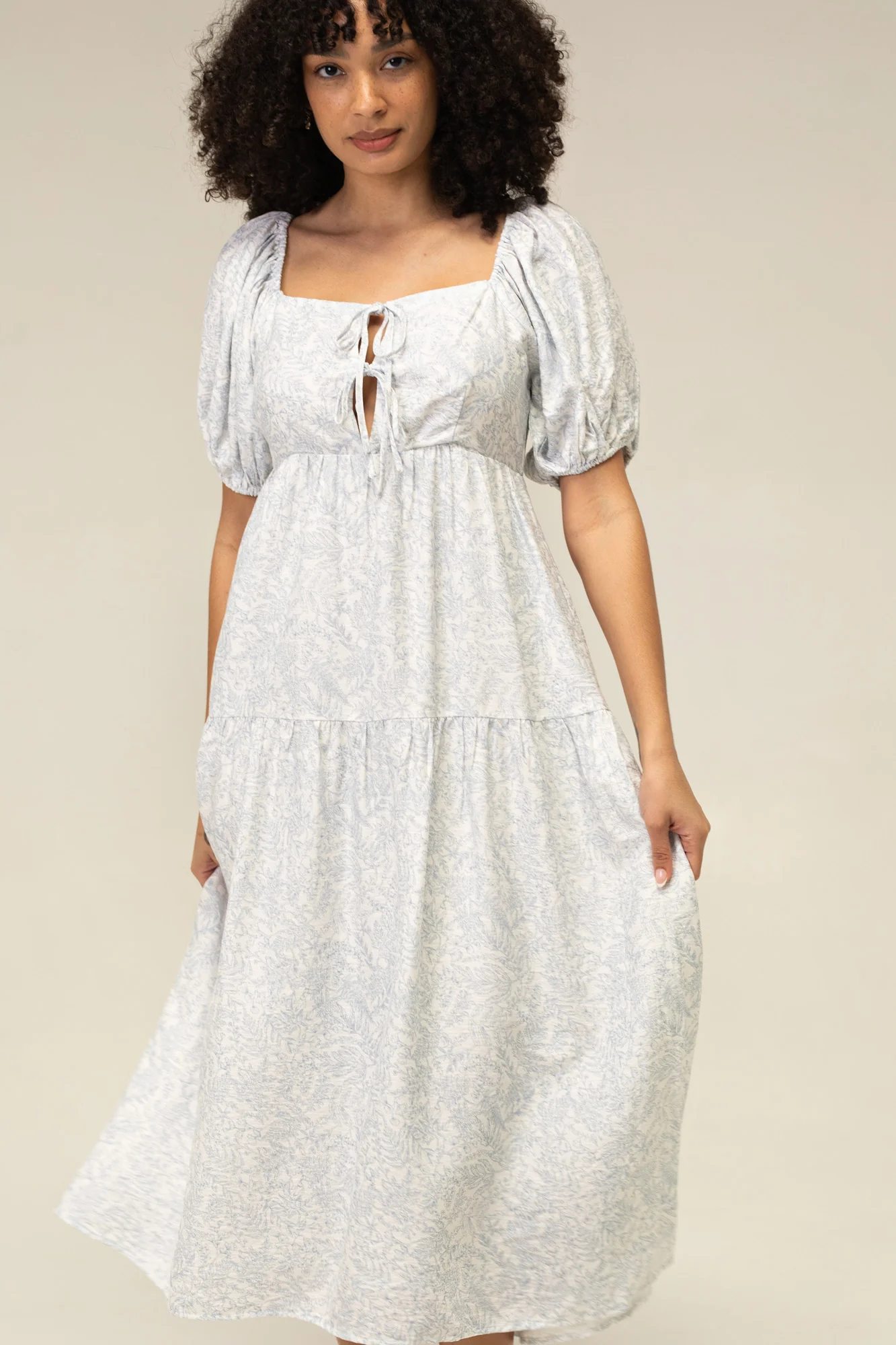 Puff Sleeve Midi Dress