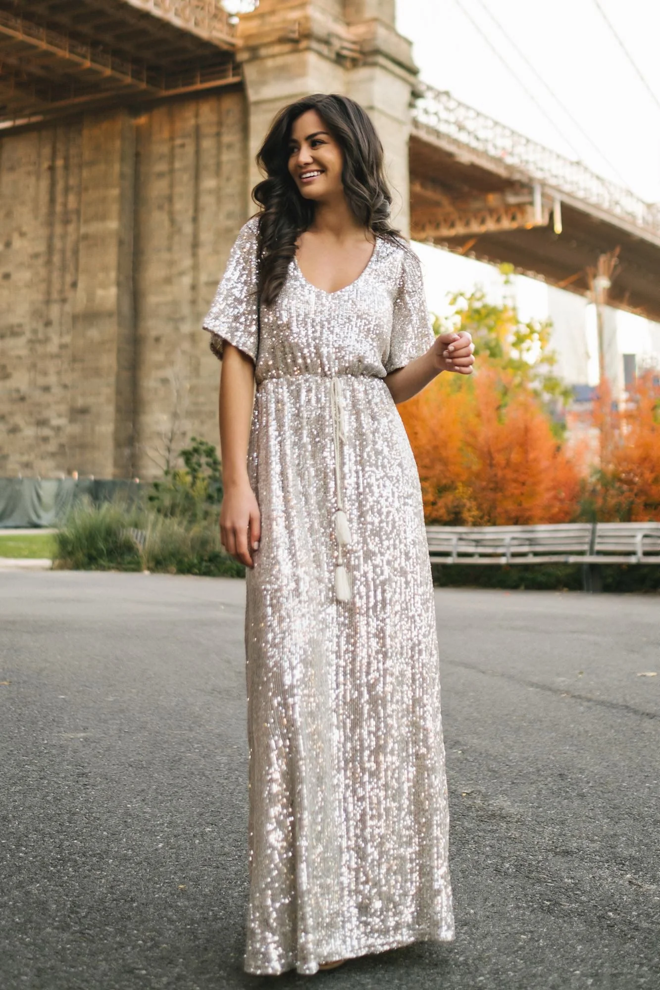 Silver Sequin Maxi Dress
