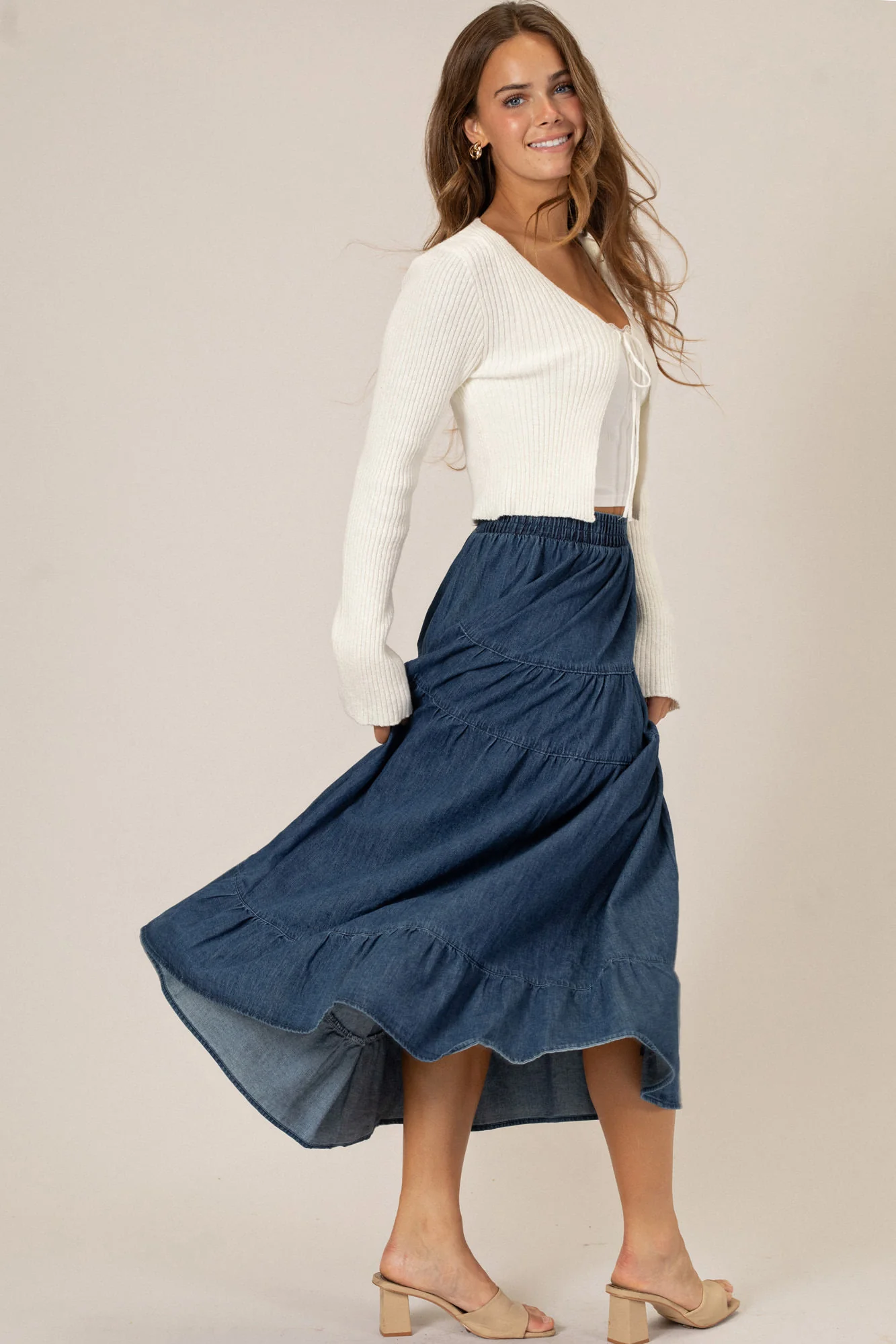 Rachel Denim Midi Skirt