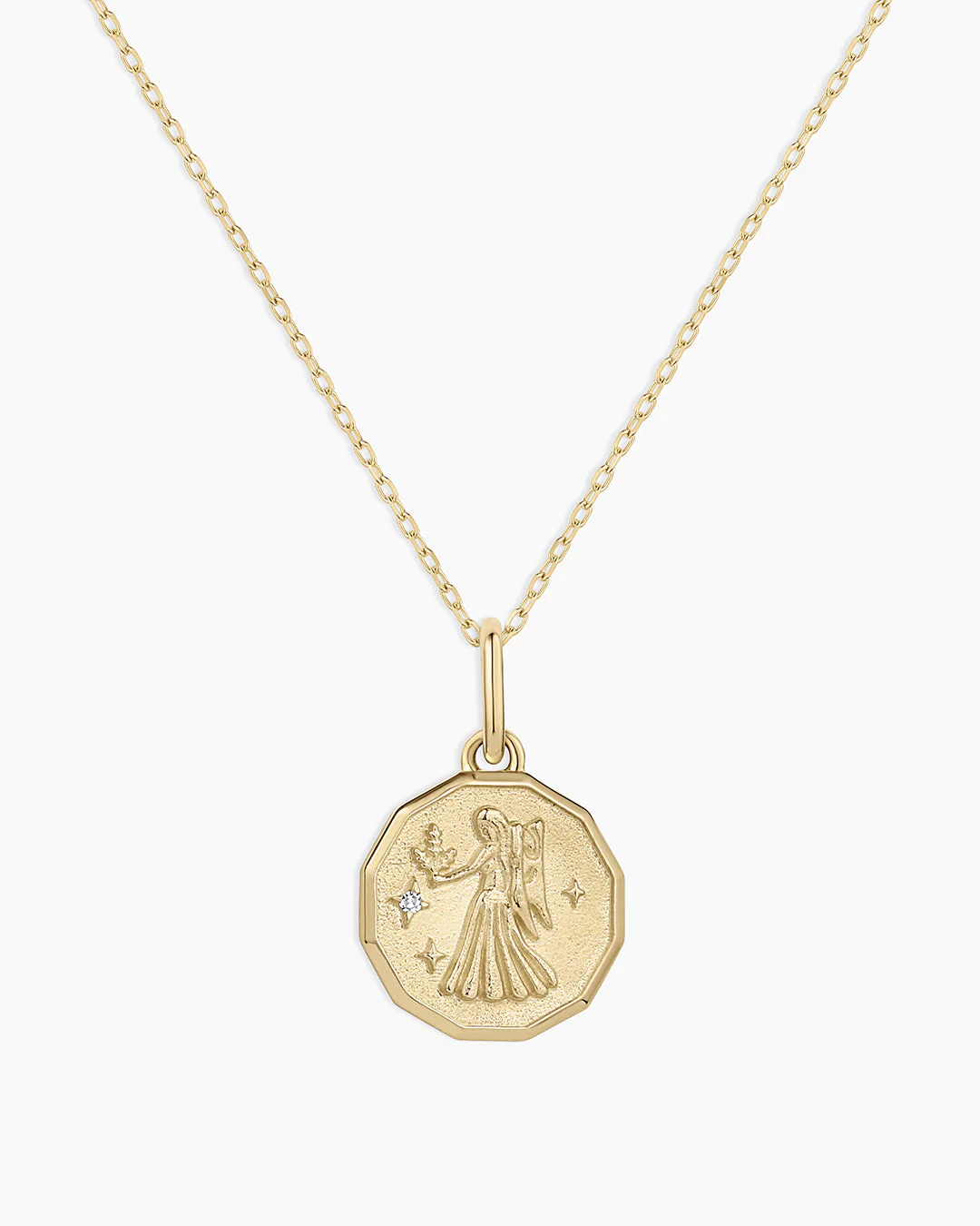 Diamond Zodiac Coin Charm Necklace