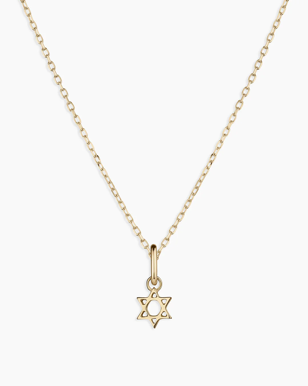 14k Gold Star of David Charm Necklace