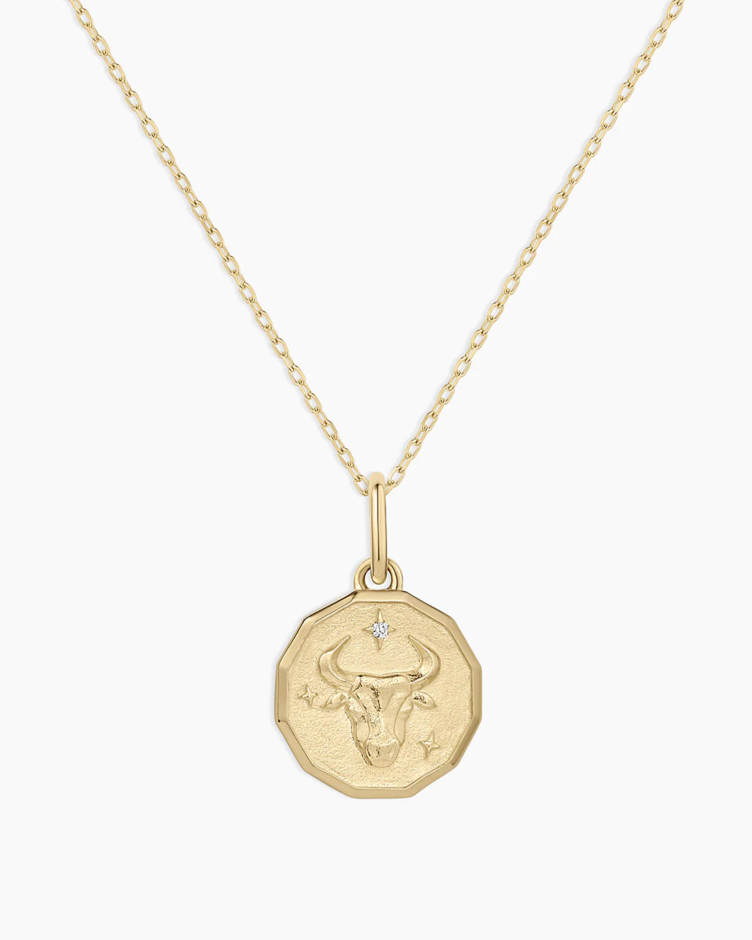 Diamond Zodiac Coin Charm Necklace