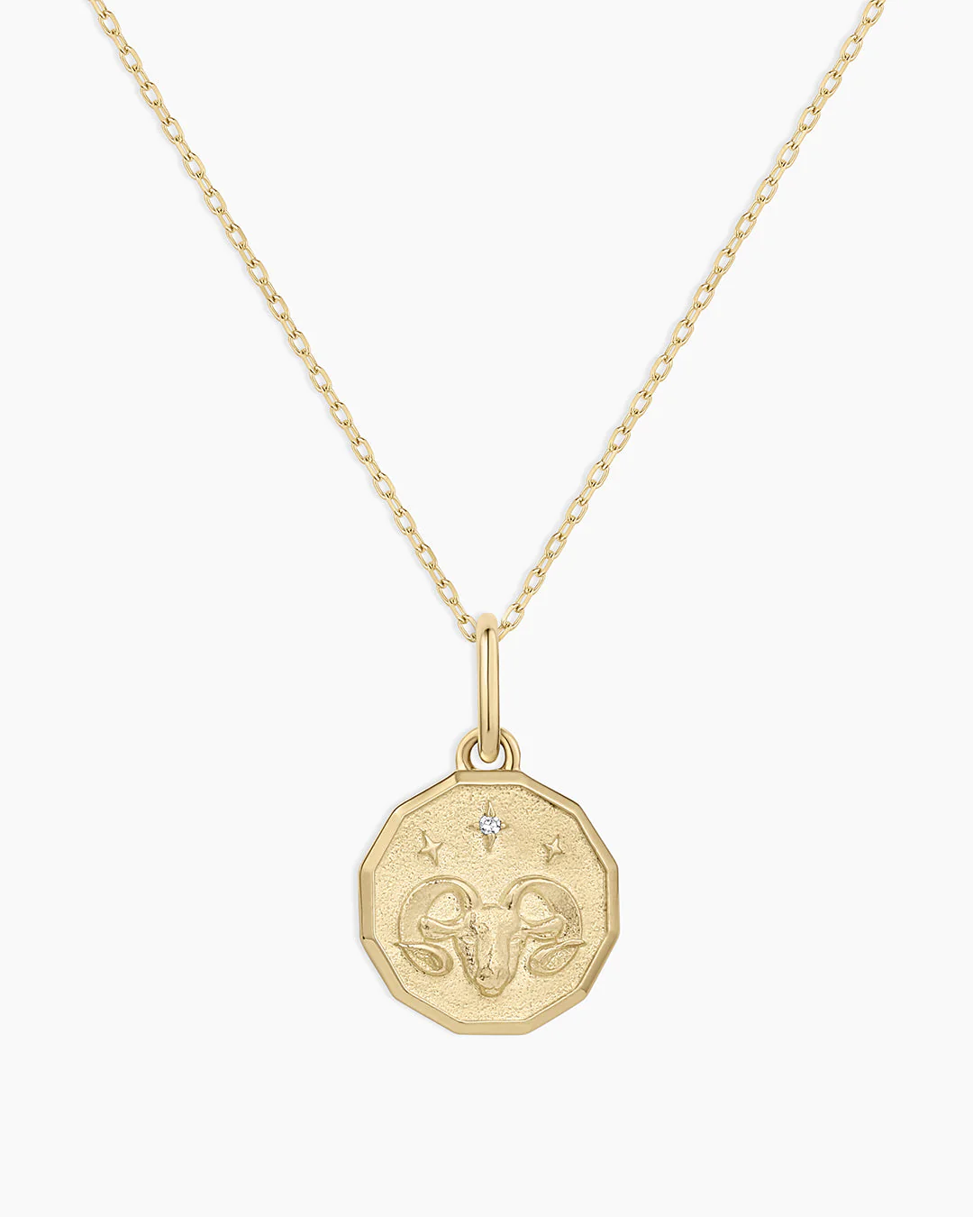 Diamond Zodiac Coin Charm Necklace