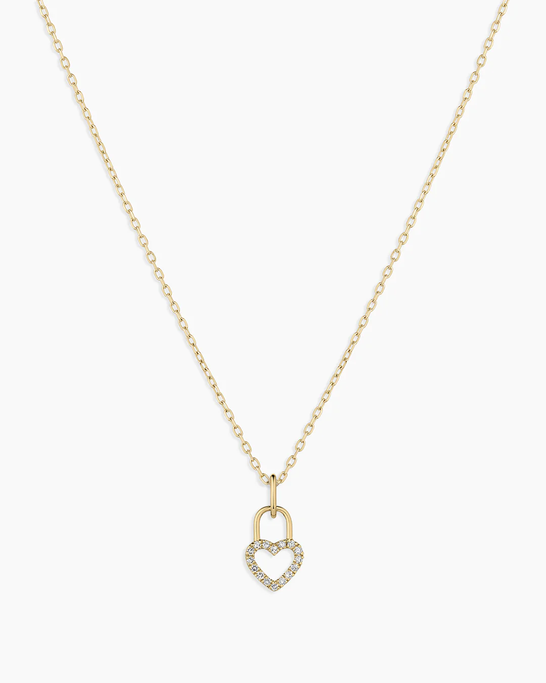 Diamond Heart Padlock Charm Necklace