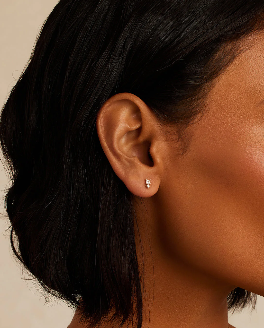 Diamond and White Sapphire Single Stud