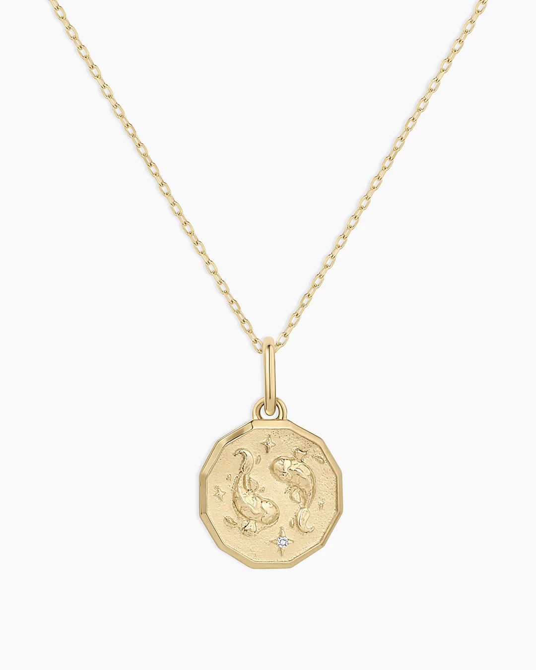 Diamond Zodiac Coin Charm Necklace
