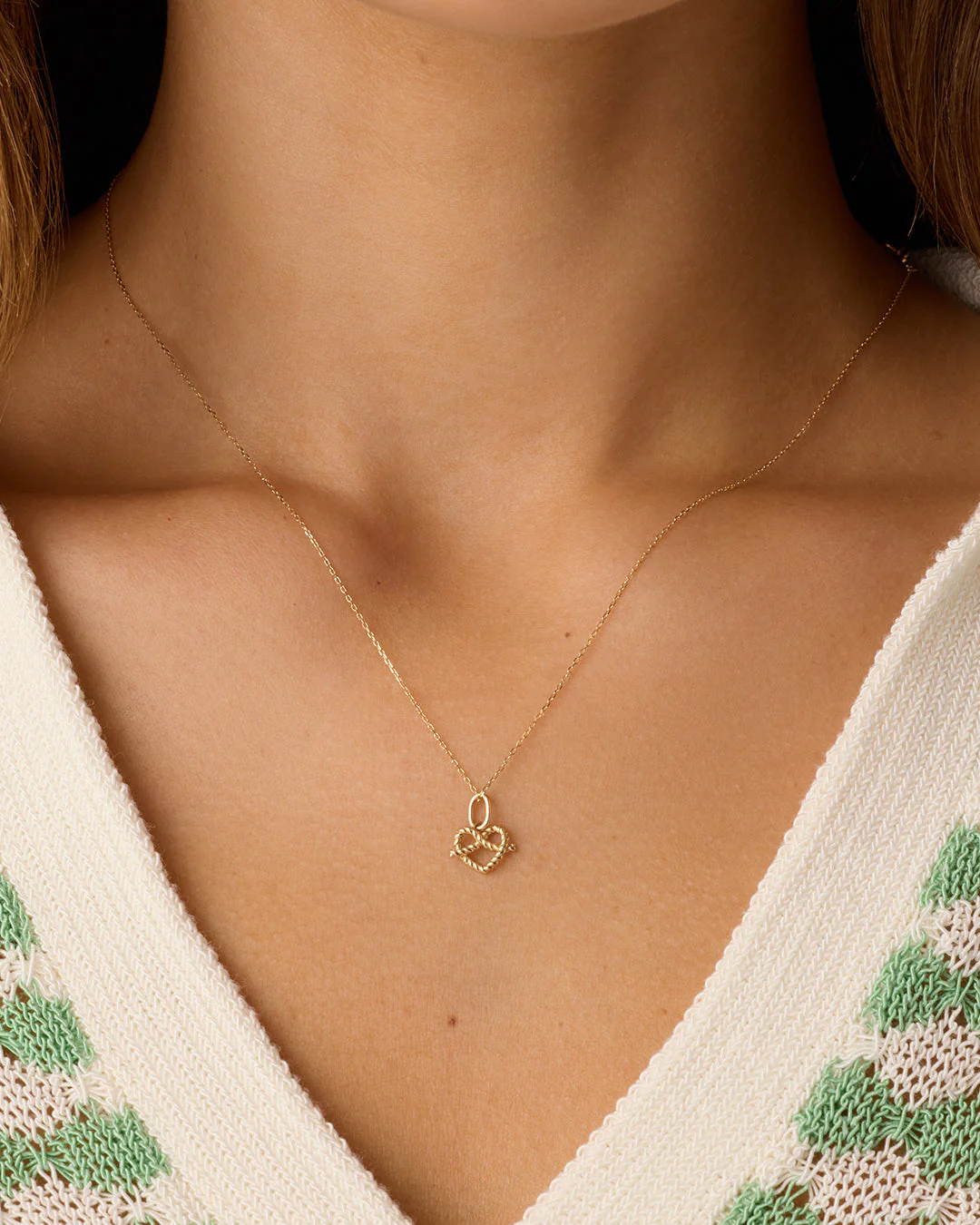 14k Gold Love Knot Charm Necklace