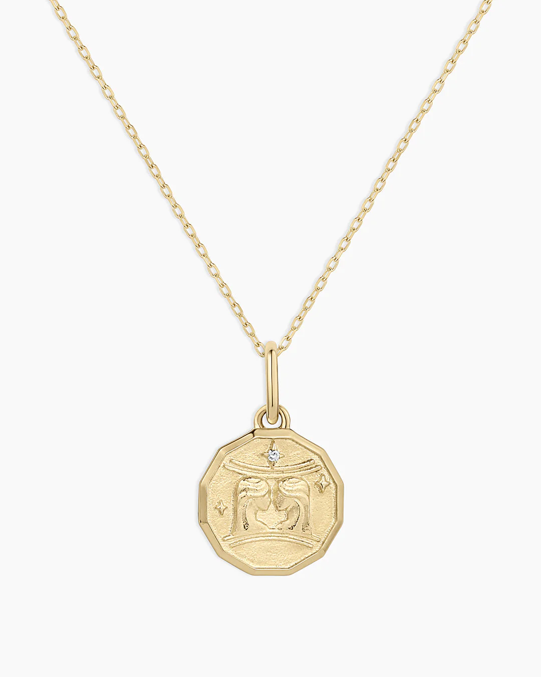 Diamond Zodiac Coin Charm Necklace