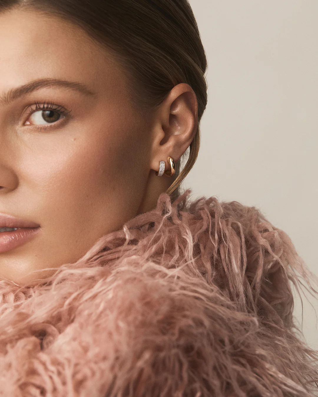 Diamond Rose Single Huggie