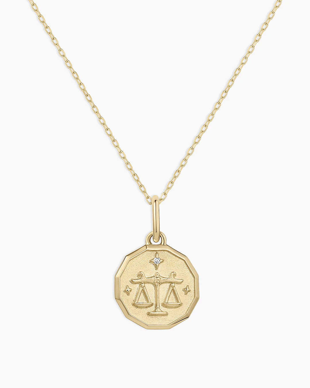 Diamond Zodiac Coin Charm Necklace