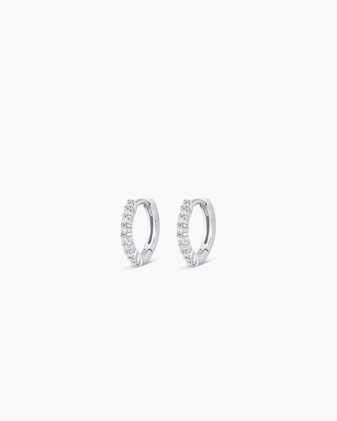 14k White Gold Diamond Pavé Huggies