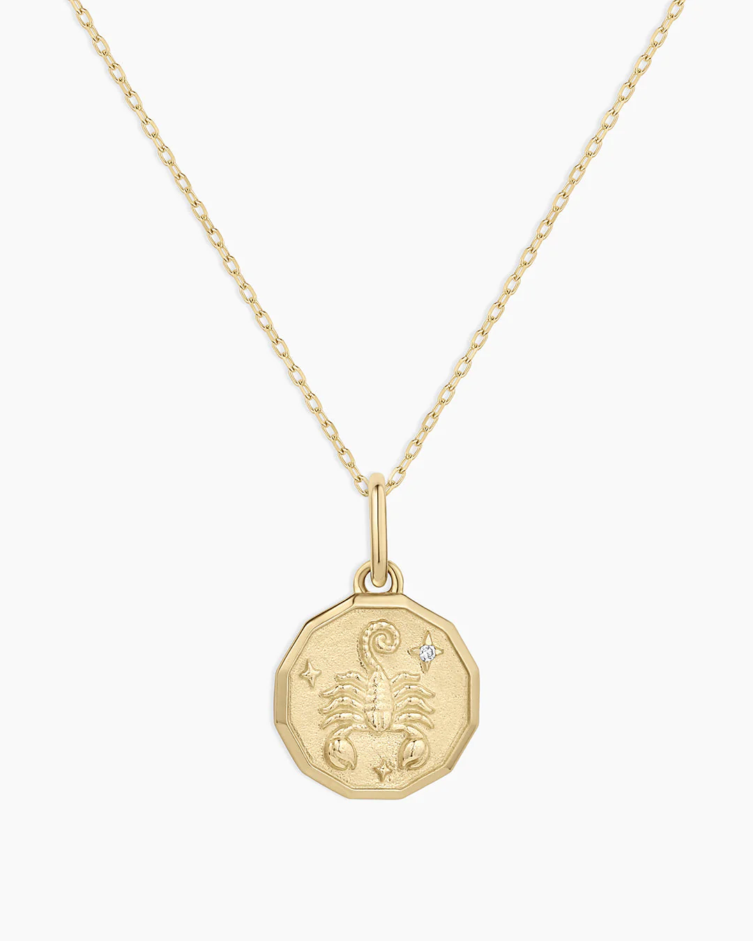 Diamond Zodiac Coin Charm Necklace