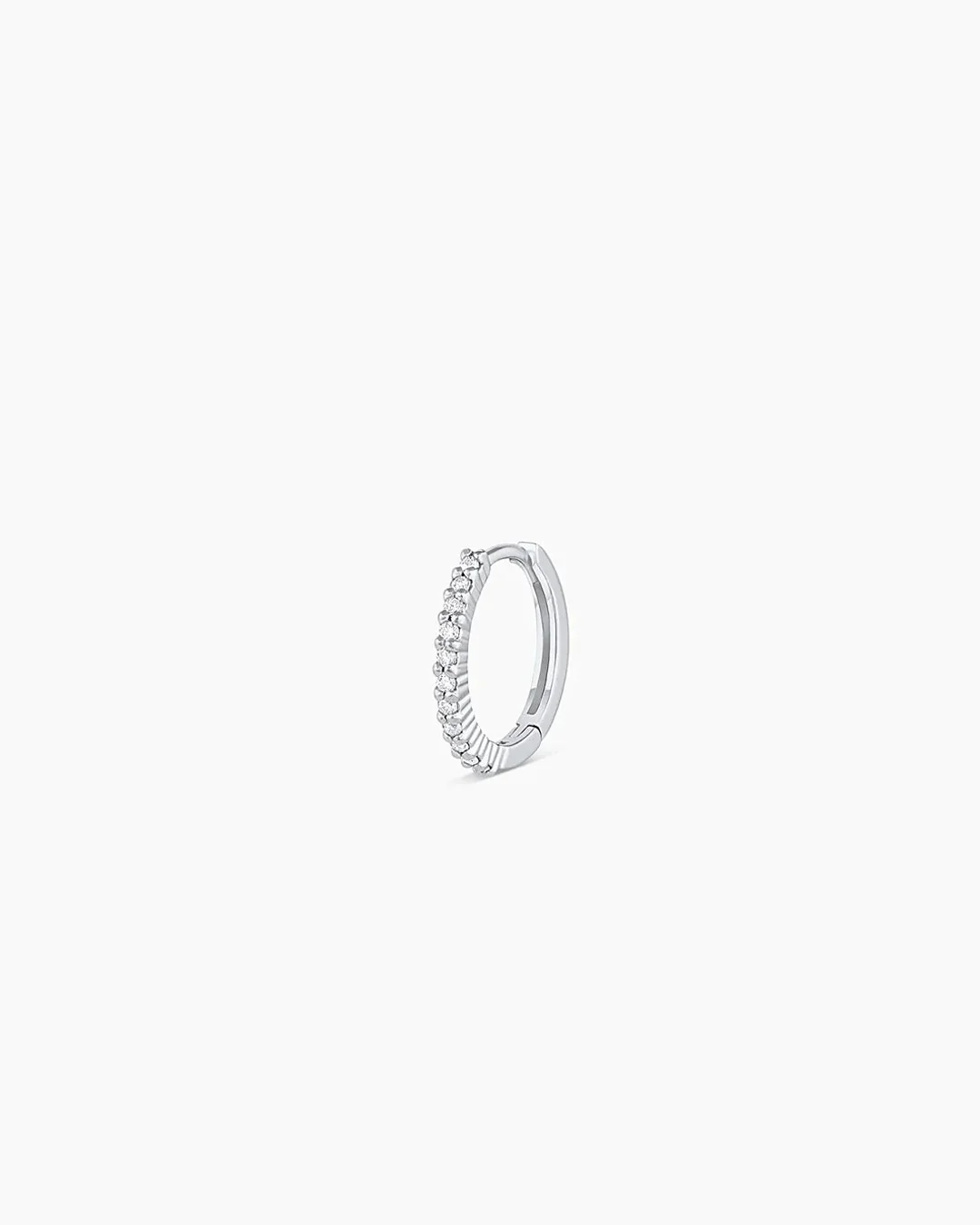 14k White Gold Diamond Pavé Single Huggie