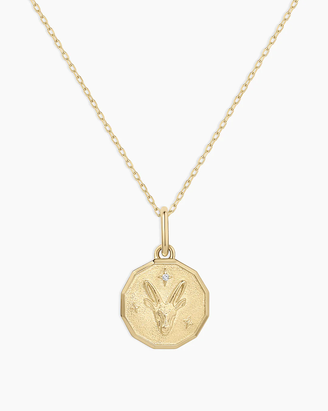Diamond Zodiac Coin Charm Necklace