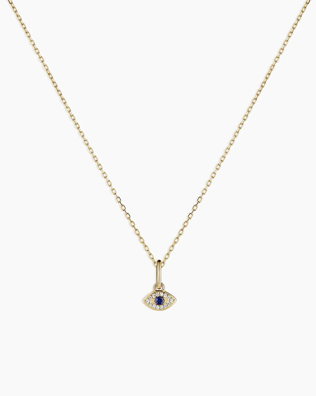 Diamond and Blue Sapphire Evil Eye Charm Necklace