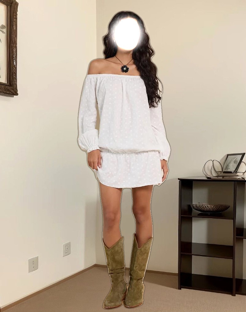 Melisandre Mini Dress in Broderie Ivory