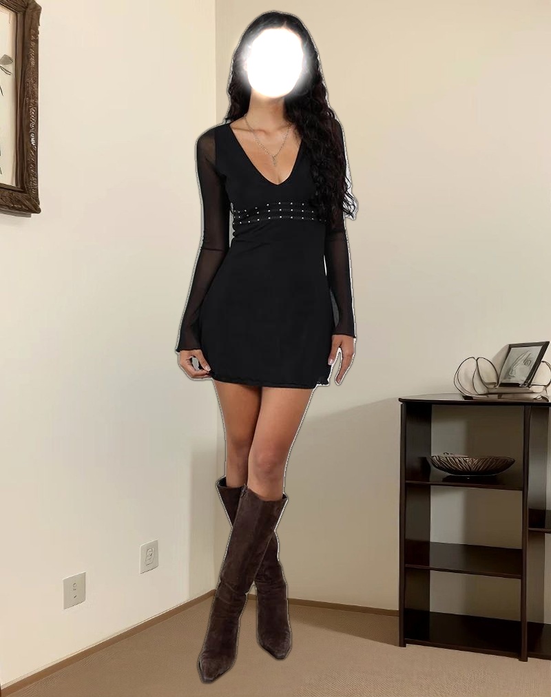 Xaviera Plunge Dress in Black