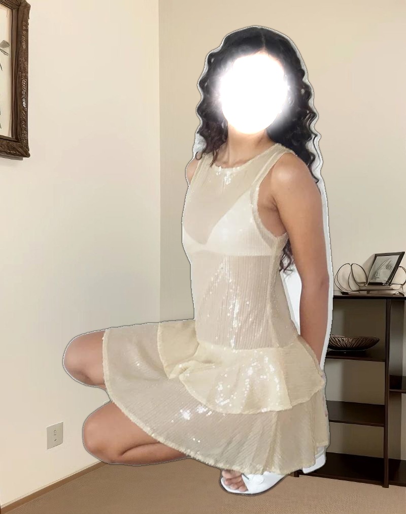 Turtoise Mini Dress in Nude Clear Tinted Disc