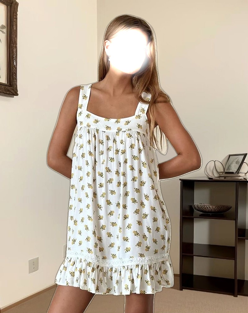 Karina Dress in Funshine Floral Off White