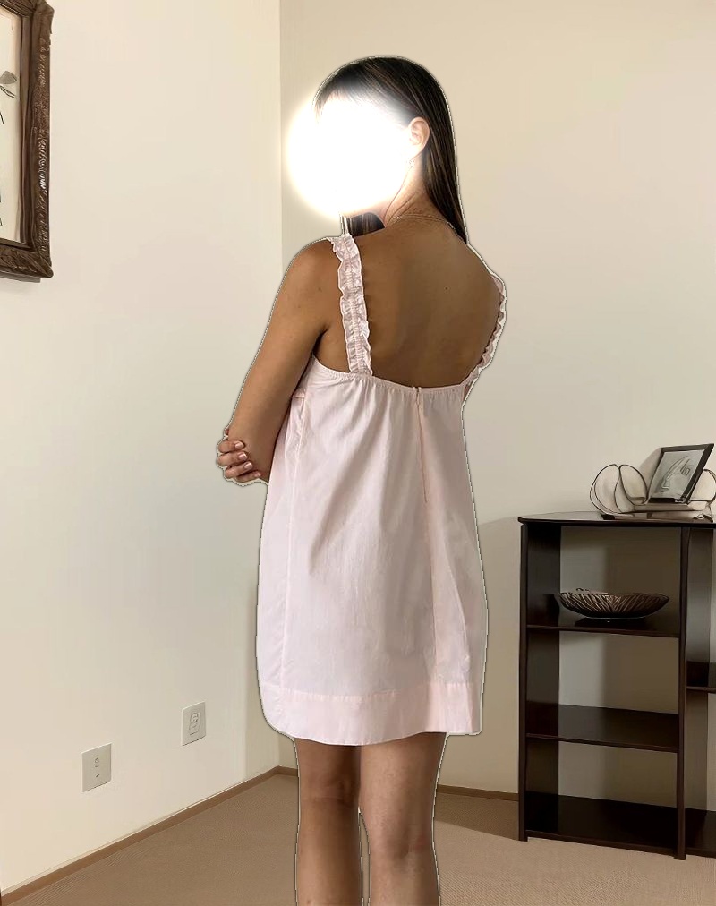 Melda Tea Mini Dress in Poplin Light Pink