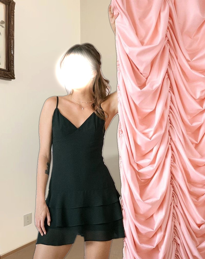 Riasi Ruffle Mini Dress in Chiffon Black