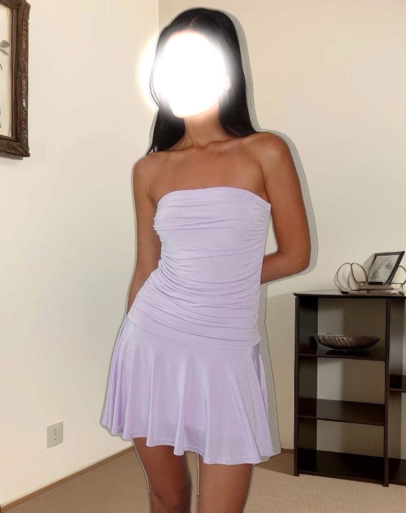 Yasmin Bandeau Mini Dress in Slinky Lilac