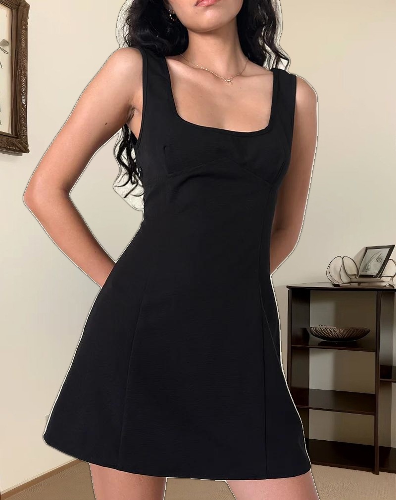 Irinel Bow Back Mini Dress in Black