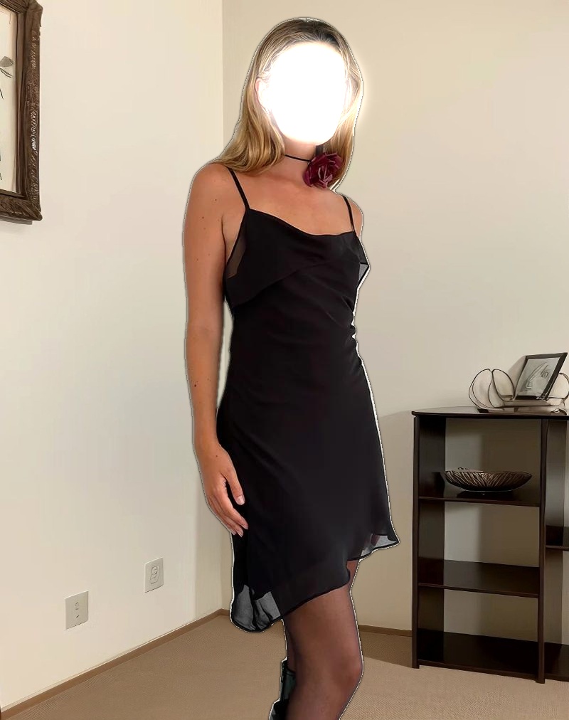 Damia Mini Dress in Chiffon Black