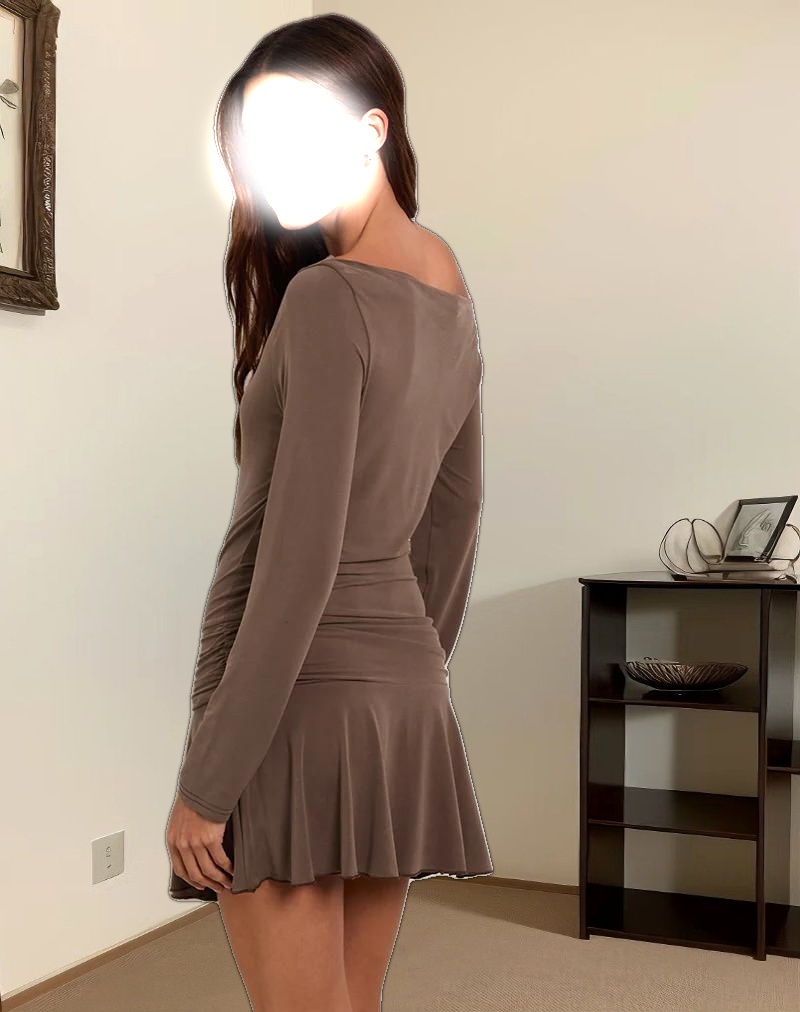 Aleida Belted Mini Dress in Cupro Mink