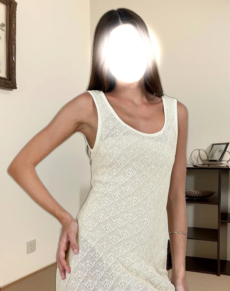 Ashtin Midi Dress in Pointelle Ivory