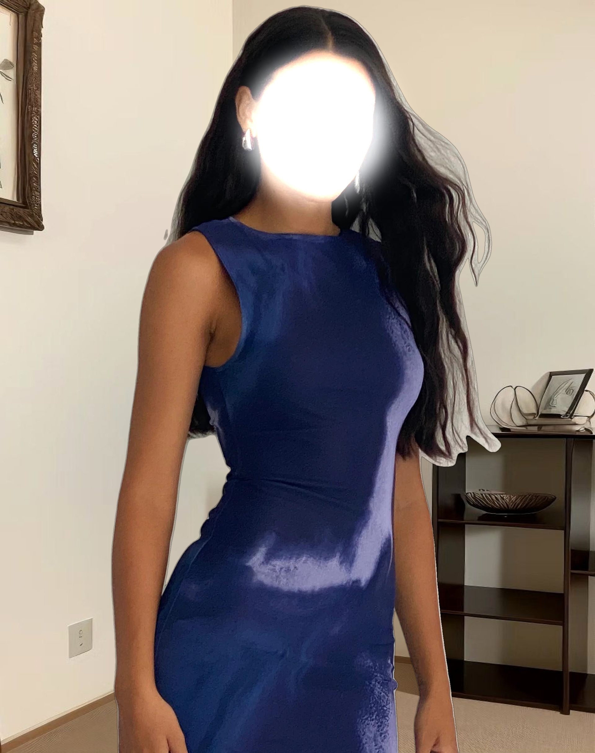 Fayola Printed Maxi Dress in Watercolour Navy