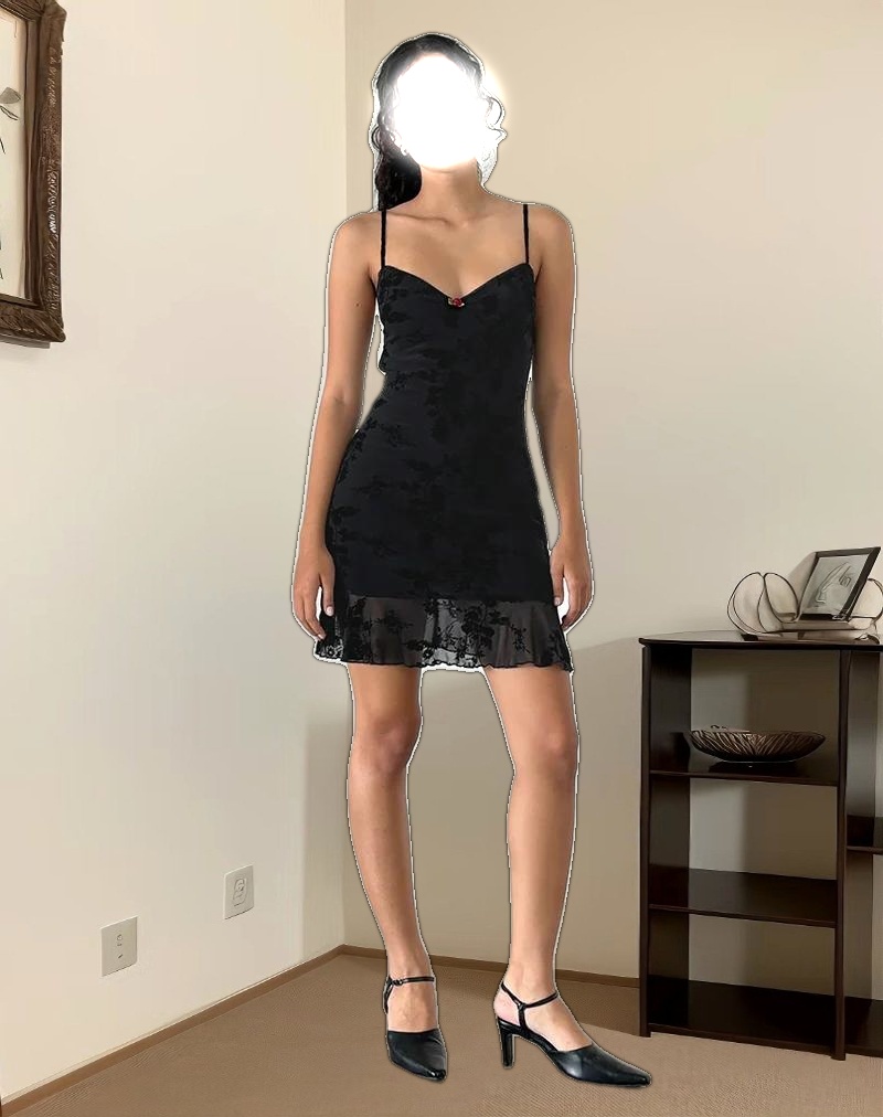 Micaya Mini Dress In Black Botanical Flower